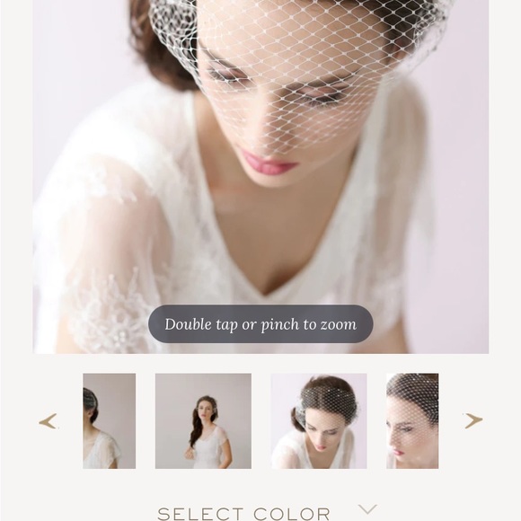 NWOT Twigs & Honey Rhinestone adorned bandeau birdcage veil - Picture 3 of 7